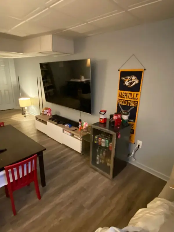 Basement room with gray walls and white ceiling, Brentwood, TN