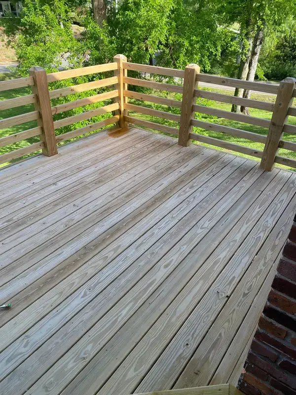 Bare pressure-treated deck boards and horizontal railing, Belle Meade, TN