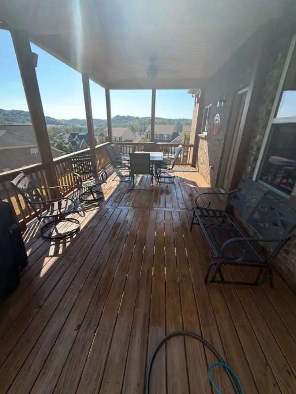 Long run of stained deck boards under the covered section, Bellevue, TN