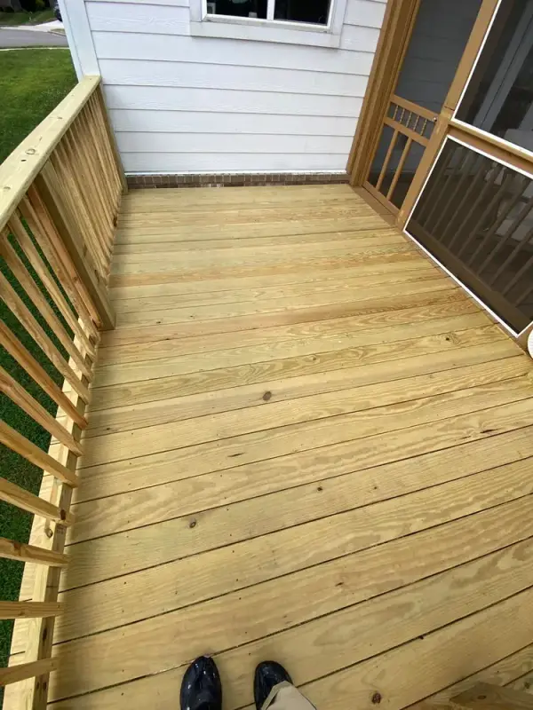 Bare pressure-treated boards on the deck, Bellevue, TN