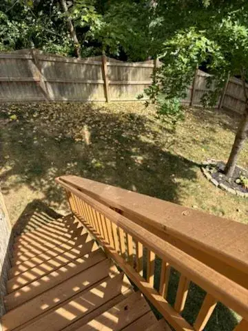 Stained deck stair and handrail down to the yard, Bellevue, TN