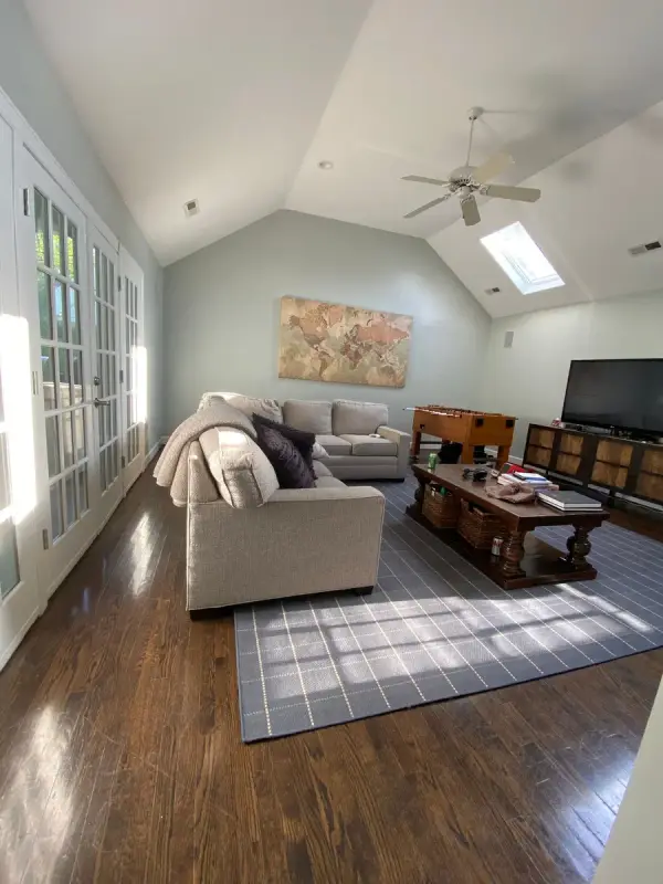 Vaulted bonus room with skylights and white French doors, Belle Meade, TN