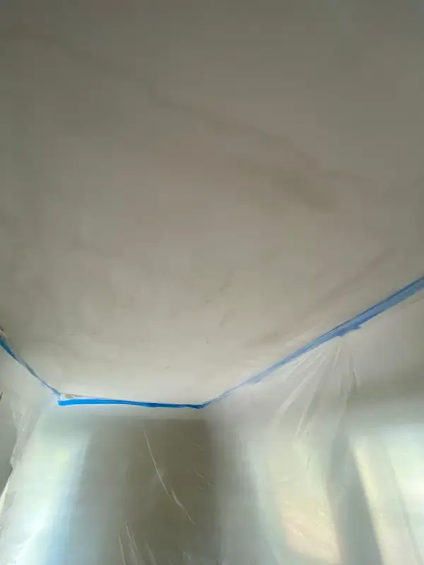 Ceiling taped off with plastic sheeting hung below, Fairview, TN