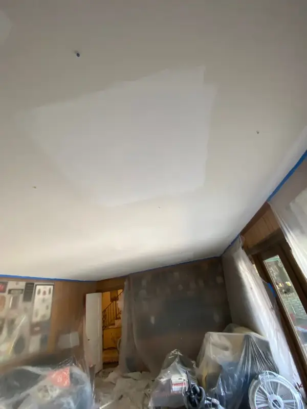 Ceiling mid-coat with the room under plastic, Franklin, TN