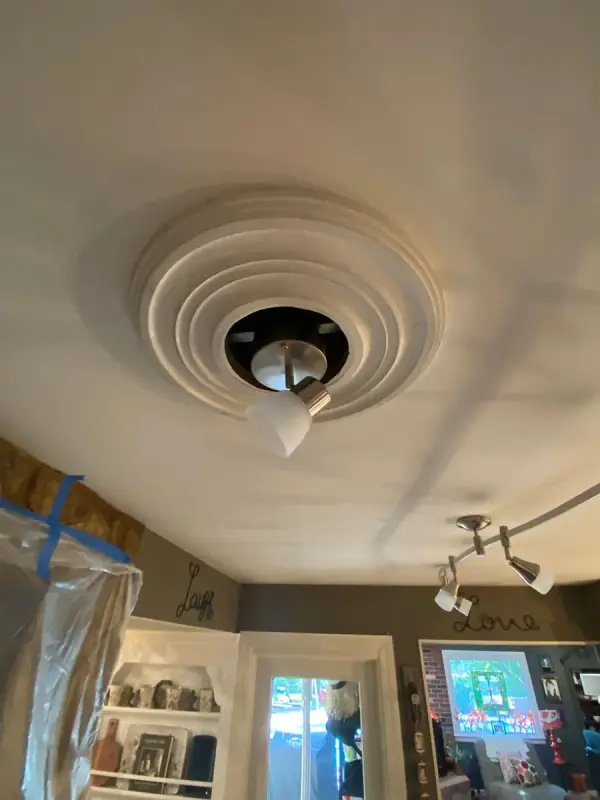 White ceiling medallion around a light fixture, Franklin, TN