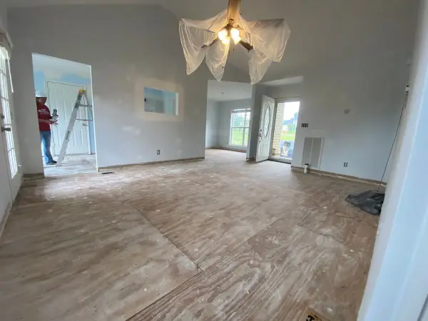 Vaulted great room with a fan under plastic, Pleasant View, TN