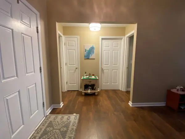White six-panel doors off a tan-walled hall, Bellevue, TN