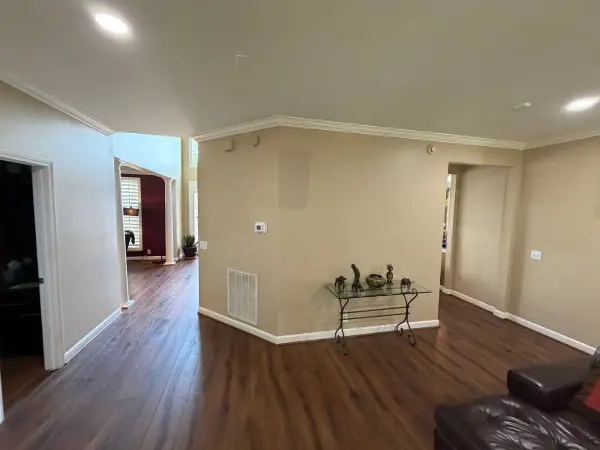 Tan hall with white crown and baseboards, Bellevue, TN