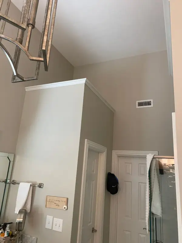 Tall greige hall wall with white doors and trim, Brentwood, TN