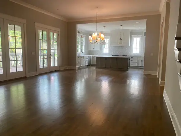 Empty great room with French doors opening to the kitchen, Belle Meade, TN
