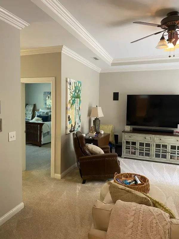 Bonus room with tray ceiling and white crown, Brentwood, TN