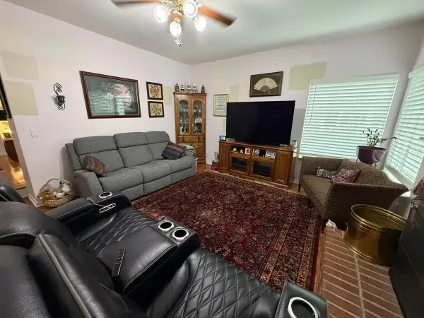 Family room with paint samples on the wall, Brentwood, TN