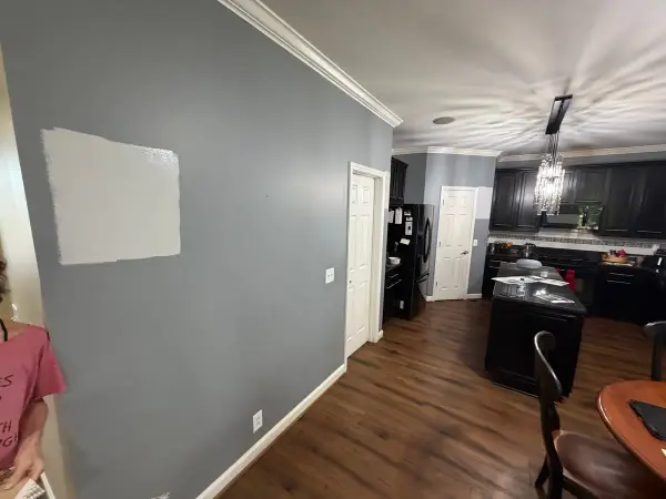 Gray wall with a paint sample patch, Bellevue, TN