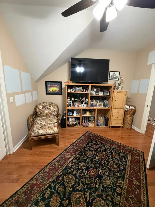 Room with paint samples taped to the walls, Brentwood, TN