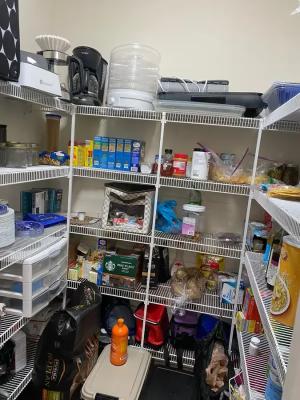 Walk-in pantry with white wire shelving, Franklin, TN