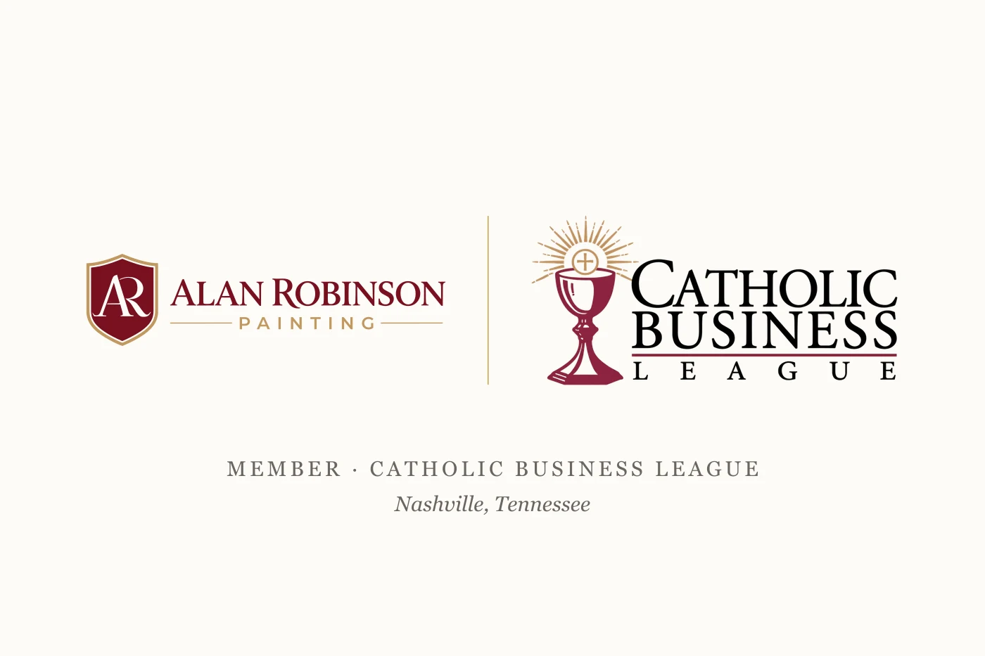 Alan Robinson Painting and Catholic Business League logos side by side, marking our membership
