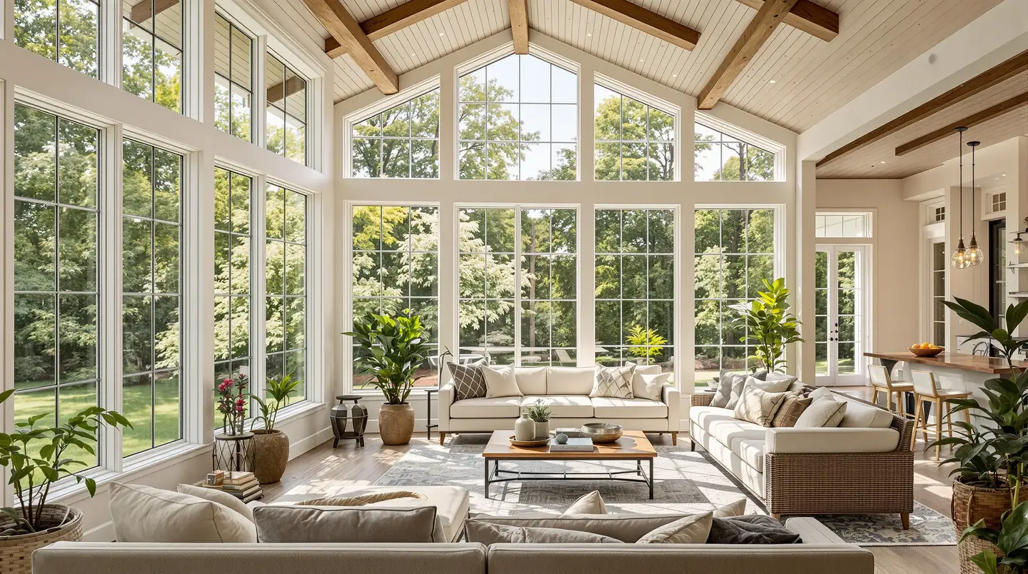 Bright sunroom with fresh paint and lush green views in a Bellevue, Nashville home by Alan Robinson Painting