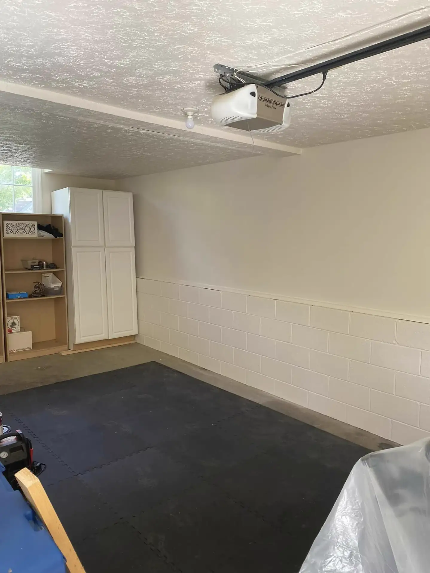 Caroline M.'s garage with freshly painted walls and ceiling, interior painting for Belle Meade homes